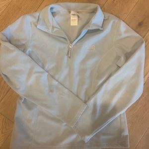 North face light blue fleece half zip size M